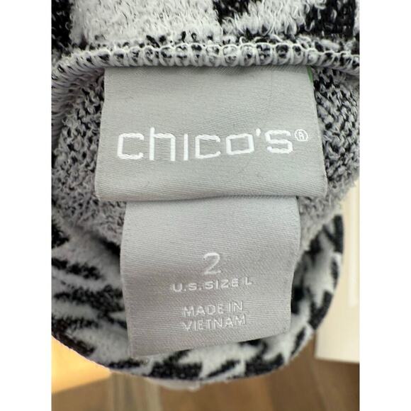 Chico’s Black and White Houndstooth Cowl‎ Neck Tunic Sweater Large - Picture 5 of 7